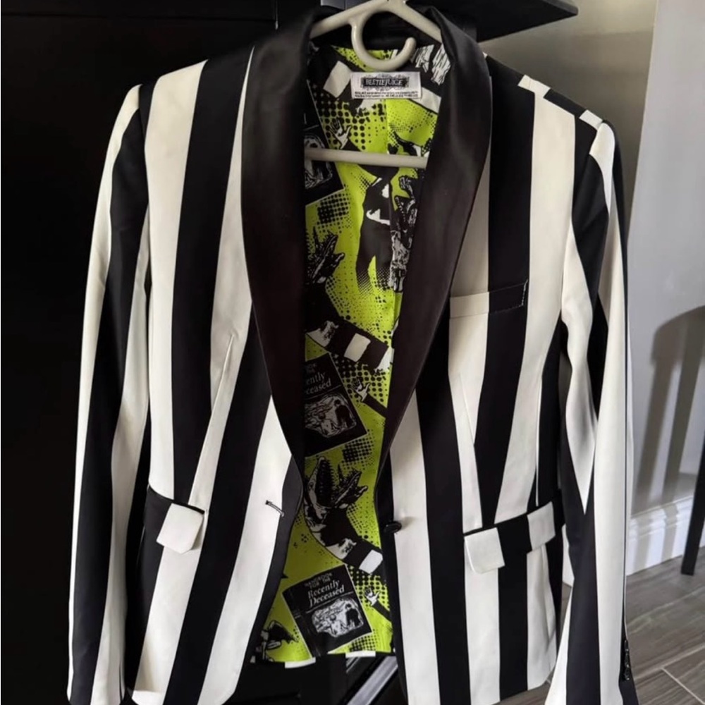 Beetlejuice Black and White Striped Blazer